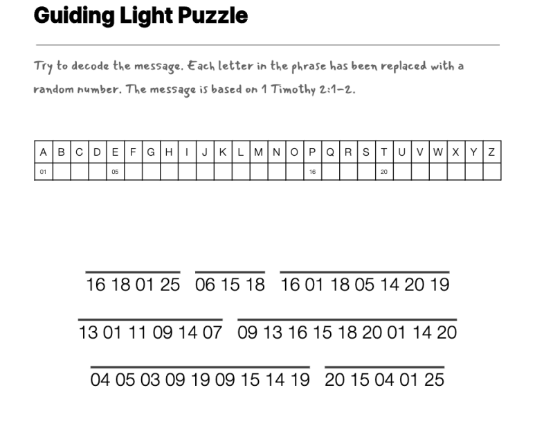 Let Us Pray cryptogram